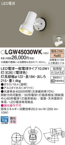 Panasonic LED ƥꥢȥɥ LGW45030WK ᥤ̿