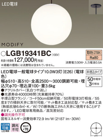 Panasonic LED ڥȥ饤 LGB19341BC ᥤ̿