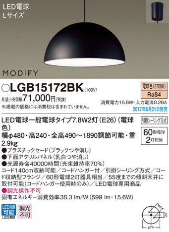 Panasonic LED ڥȥ饤 LGB15172BK ᥤ̿