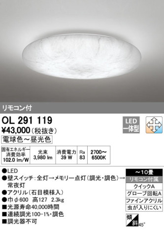ODELIC ǥå LED 󥰥饤 OL291119 ᥤ̿