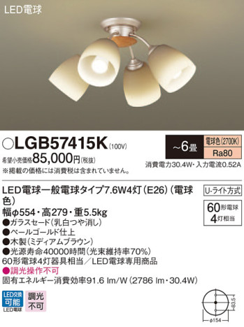 Panasonic ǥꥢ LGB57415K ᥤ̿