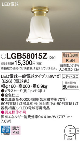 Panasonic 󥰥饤 LGB58015Z ᥤ̿