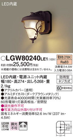 Panasonic ƥꥢ饤 LGW80240LE1 ᥤ̿