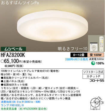 �ѥʥ��˥å��Ź���PANASONIC��������󥰥饤�ȡ�HFAZ8200K�����뤹�Ф�ĥ���Pa�������к��������ޡ���⥳�󡡤��뤹�Ф󥻥�