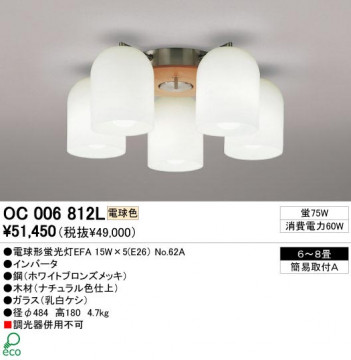 ODELIC �����ǥ�å� OC006812L OC006812L �����ǥꥢ �ָ��� �ŵ���ָ���EFA ����ץ�����|�ʥ����롦����ȥ꡼ �ѥ֥�å� �����ǥꥢ ������ 6��8��|�����ǥꥢ ������ �ָ���