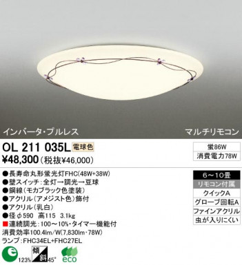 ODELIC �����ǥ�å� OL211035L OL211035L ������󥰥饤�� �ָ��� Ĺ��̿�ݷ��ָ���FHC(48W+38W) ����ץ�����|���饷�å������쥬���|�ʥ����롦����ȥ꡼ �ץ饤�١���|�ѥ֥�å� ������󥰥饤�� ������ 6��10��|������󥰥饤�� ������ �ָ���|������󥰥饤�� ��ǽ�� ��⥳����