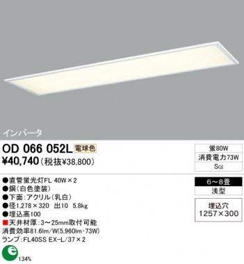 ODELIC �����ǥ�å� OD066052L OD066052L ���å���饤�� �ָ��� ľ�ɷָ���FL  �ѥ֥�å�|�ץ饤�١��� ���å���饤��|Ź�޻��߾��� �١����饤��