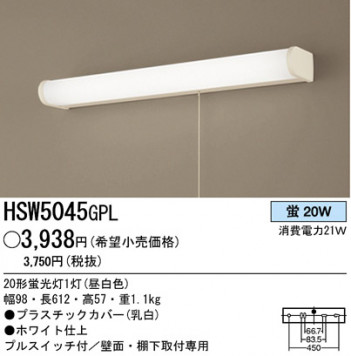 �ѥʥ��˥å��Ź� PANASONIC ������󥰥饤�� HSW5045GPL ���������Ϣ ������󥰥饤��