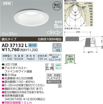 �������߾��� KOIZUMI LED�ⵤ̩SG��������饤��  AD37132L ���β���