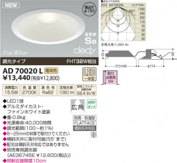 �������߾��� KOIZUMI LED�ⵤ̩������饤�� AD70020L ���β���