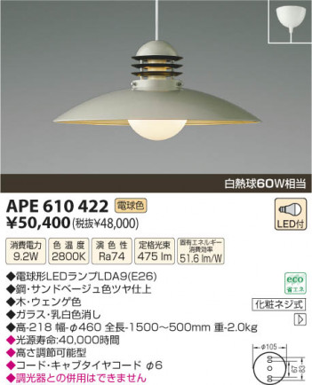 �������߾��� KOIZUMI LED�ڥ����� APE610422 ���β���