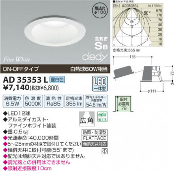 �������߾��� KOIZUMI LED�ⵤ̩������饤�� AD35353L ���β���