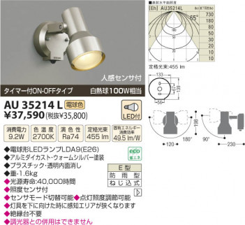 �������߾��� KOIZUMI LED�����ȥɥ����ݥå� AU35214L ���β���
