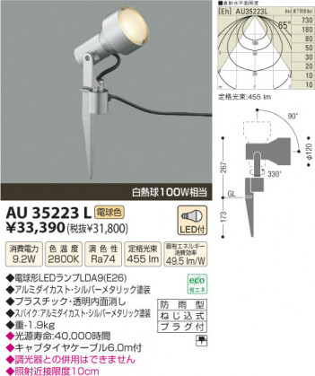 �������߾��� KOIZUMI LED�����ȥɥ����ѥ������ݥåȥ饤�� AU35223L ���β���