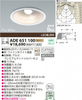 KOIZUMI LED�ⵤ̩SG��������饤��  ADE651100 �ᥤ��̿�