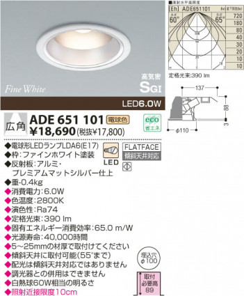 KOIZUMI LED�ⵤ̩SG��������饤��  ADE651101 �ᥤ��̿�