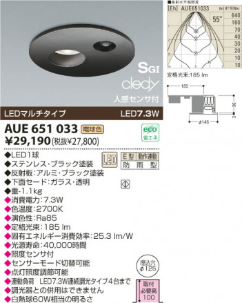 KOIZUMI LED �ɱ����ⵤ̩SG��������饤��  AUE651033 �ᥤ��̿�