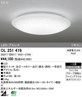 ODELIC �����ǥ�å� LED������� OL251419 �ᥤ��̿�