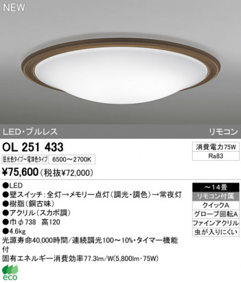 ODELIC �����ǥ�å� LED������� OL251433 �ᥤ��̿�