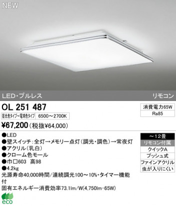 ODELIC �����ǥ�å� LED������� OL251487 �ᥤ��̿�