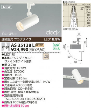 KOIZUMI LED���ݥåȥ饤�ȡʥץ饰�� AS35138L
