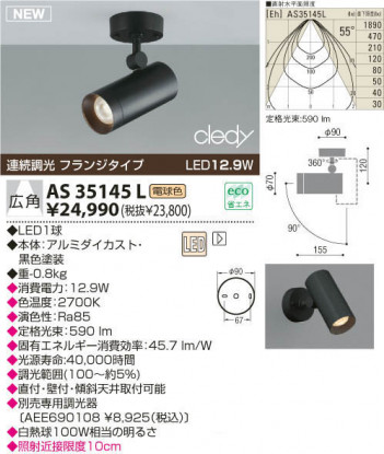 KOIZUMI LED���ݥåȥ饤�ȡʥե�󥸡� AS35145L