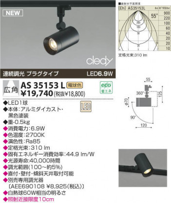 KOIZUMI LED���ݥåȥ饤�ȡʥץ饰�� AS35153L