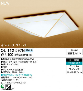 ODELIC �����ǥ�å� ������󥰥饤�� OL112597N