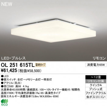 ODELIC �����ǥ�å� LED ������󥰥饤�� OL251615TL