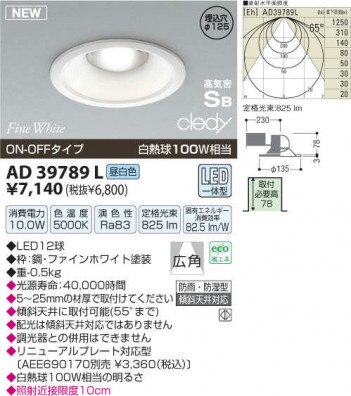 �������߾��� KOIZUMI LED�ⵤ̩������饤�� AD39789L