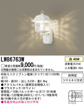 Panasonic �����ȥɥ� LW86763W �ᥤ��̿�