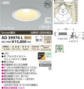 �������߾��� KOIZUMI LED�ⵤ̩SG��������饤��  AD39976L ���β���