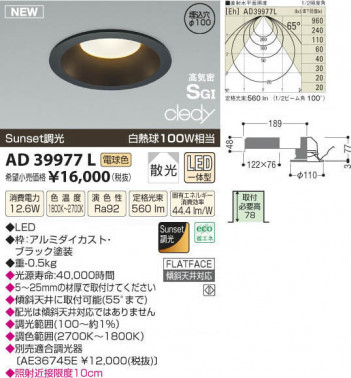�������߾��� KOIZUMI LED�ⵤ̩SG��������饤��  AD39977L ���β���