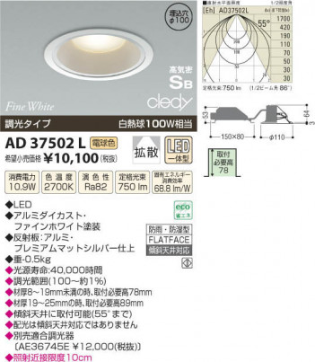 ߾ KOIZUMI LEDⵤ̩饤 AD37502L β
