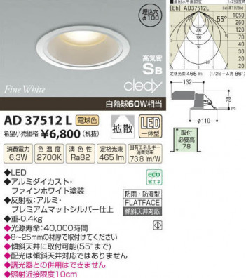 �������߾��� KOIZUMI LED�ⵤ̩������饤�� AD37512L ���β���