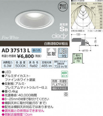 �������߾��� KOIZUMI LED�ⵤ̩������饤�� AD37513L ���β���