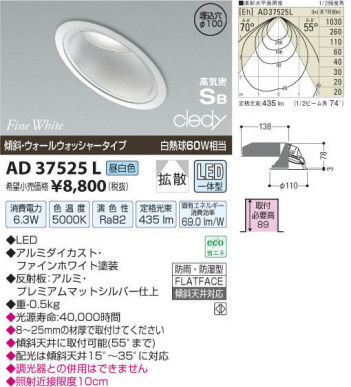 �������߾��� KOIZUMI LED�ⵤ̩������饤�� AD37525L ���β���
