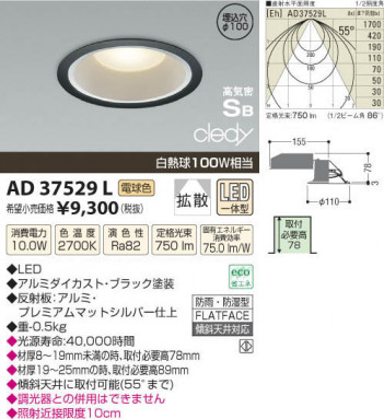 �������߾��� KOIZUMI LED�ⵤ̩������饤�� AD37529L ���β���