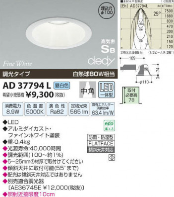 �������߾��� KOIZUMI LED�ⵤ̩������饤�� AD37794L ���β���