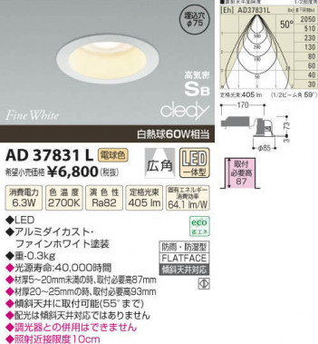 �������߾��� KOIZUMI LED�ⵤ̩������饤�� AD37831L ���β���