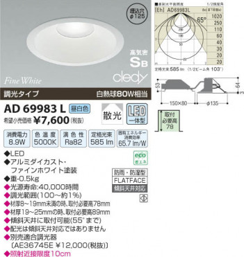 �������߾��� KOIZUMI LED�ⵤ̩������饤�� AD69983L ���β���