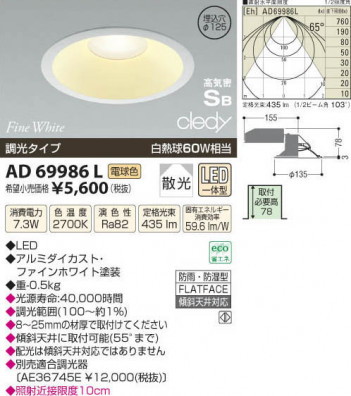 �������߾��� KOIZUMI LED�ⵤ̩������饤�� AD69986L ���β���