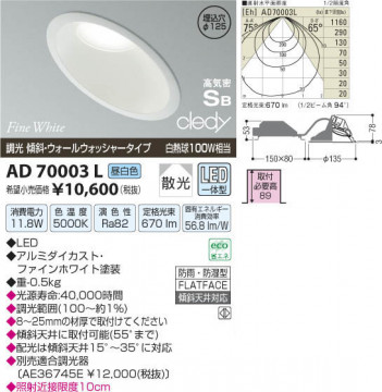 �������߾��� KOIZUMI LED�ⵤ̩������饤�� AD70003L ���β���