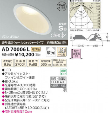 �������߾��� KOIZUMI LED�ⵤ̩������饤�� AD70006L ���β���