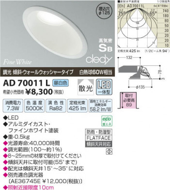 �������߾��� KOIZUMI LED�ⵤ̩������饤�� AD70011L ���β���