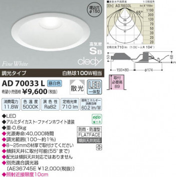 �������߾��� KOIZUMI LED�ⵤ̩������饤�� AD70033L ���β���