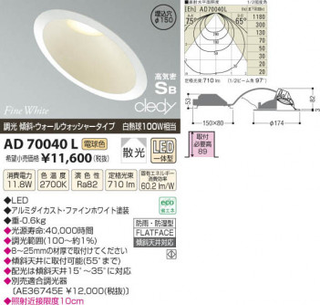 �������߾��� KOIZUMI LED�ⵤ̩������饤�� AD70040L ���β���