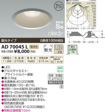 �������߾��� KOIZUMI LED�ⵤ̩������饤�� AD70045L ���β���