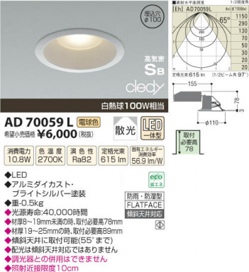 �������߾��� KOIZUMI LED�ⵤ̩������饤�� AD70059L ���β���