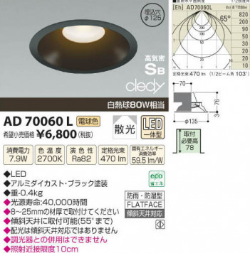 �������߾��� KOIZUMI LED�ⵤ̩������饤�� AD70060L ���β���